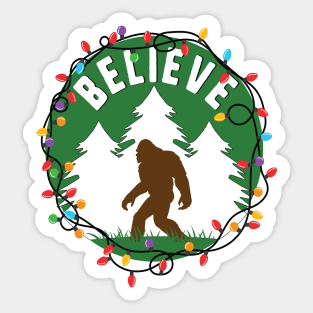 Believe Bigfoot Christmas Sticker